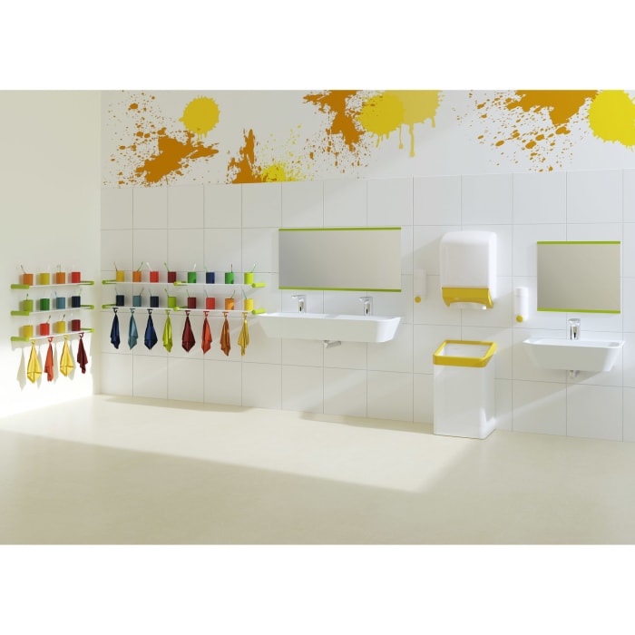 HEWI Universal Doppel-Waschtisch 90 x 35 cm mit 2 Hahnlöchern, ohne Überlauf