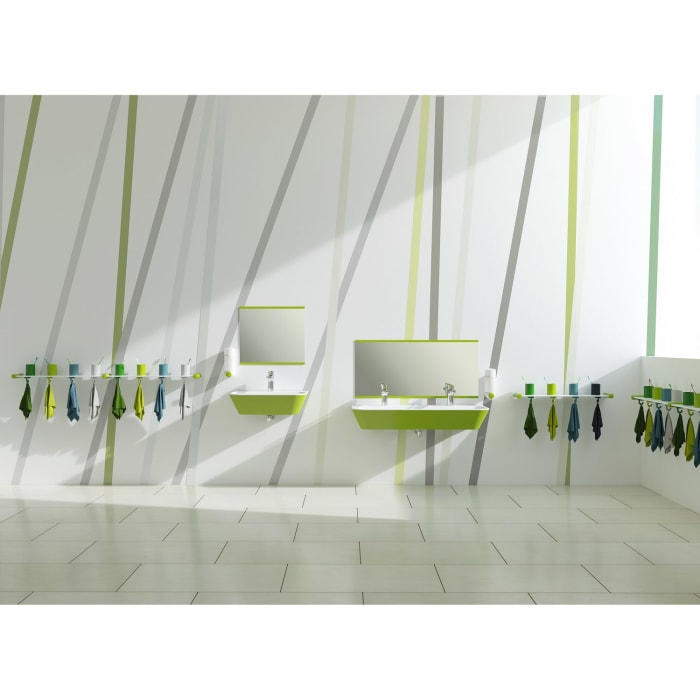 HEWI Universal Doppel-Waschtisch 90 x 35 cm mit 2 Hahnlöchern, ohne Überlauf