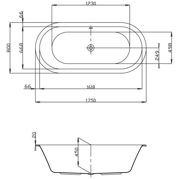 Hoesch Philippe Starck Edition 2 Ovalbadewanne 175 x 80 cm