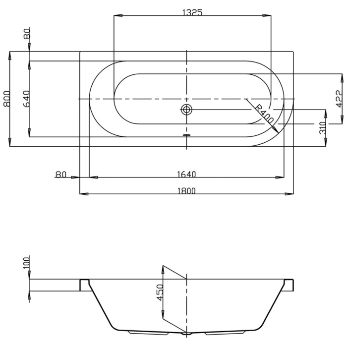 Hoesch Happy D. Eck-Badewanne 180 x 80 cm linke Ausführung ohne Schürze