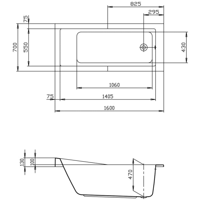 Hoesch Foster Rechteckbadewanne 160 x 70 cm