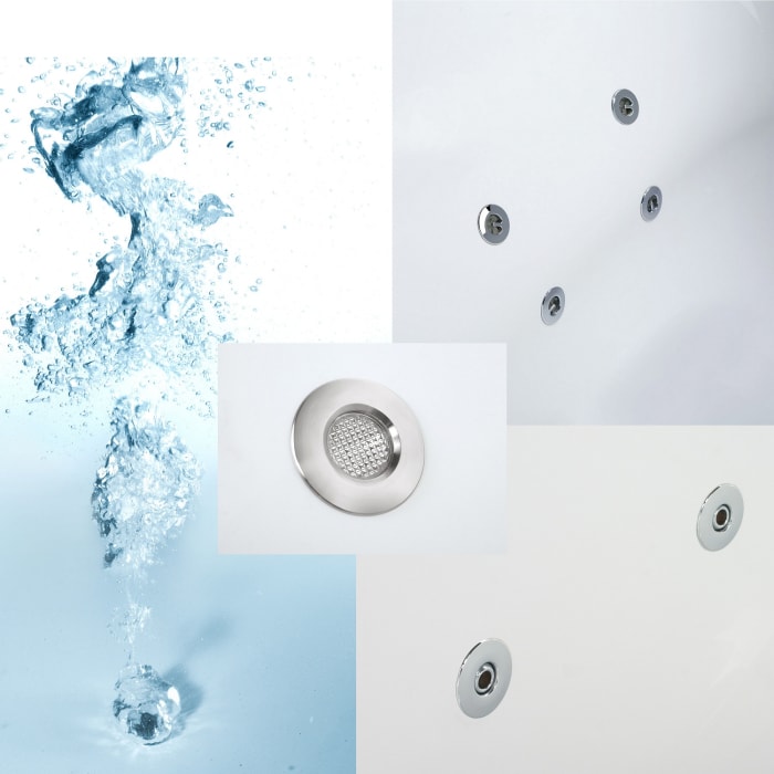 Hoesch Santee Rechteck-Whirlpool Reviva II Power+Air mit 8 Whirl-, 22 Air-, 8 Rücken,- 4 Fußdüsen