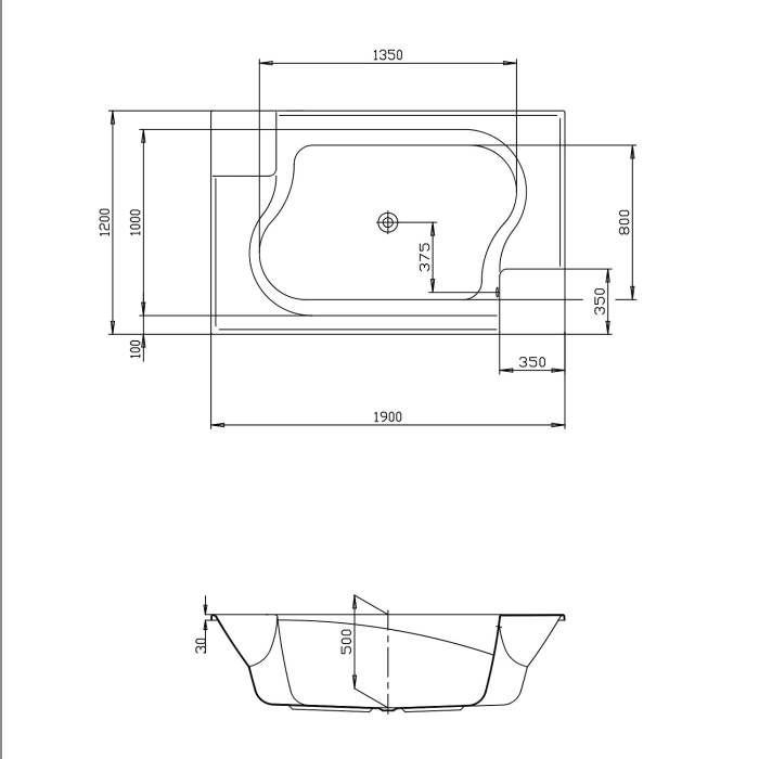 Hoesch Santee Rechteck-Whirlpool Reviva II Power+Air mit 8 Whirl-, 22 Air-, 8 Rücken,- 4 Fußdüsen