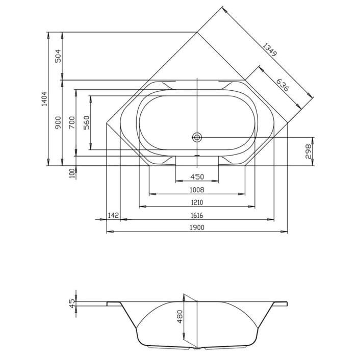 Hoesch Spectra 190 cm Sechseck-Whirlpool Tergum Motor rechts