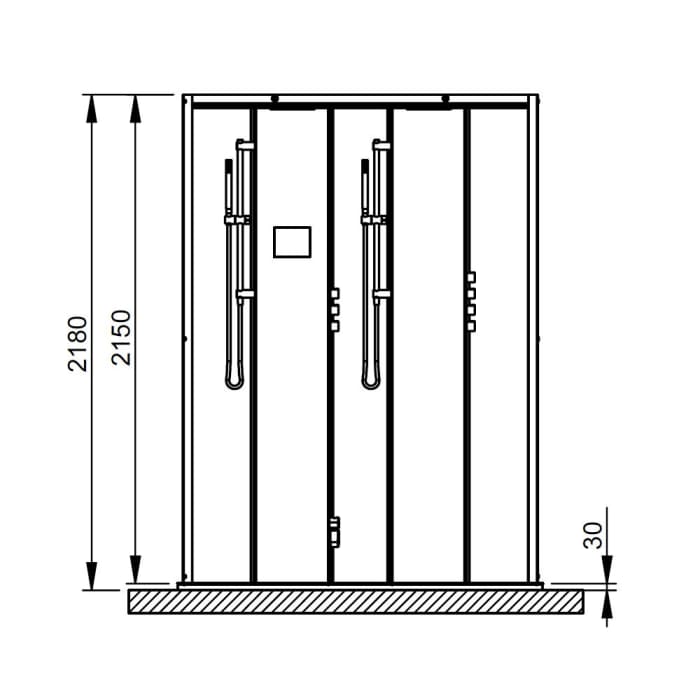 HOESCH SensePerience Dampfbad 180 x 100 cm für Ecke links, Duschwanne ohne Antirutsch
