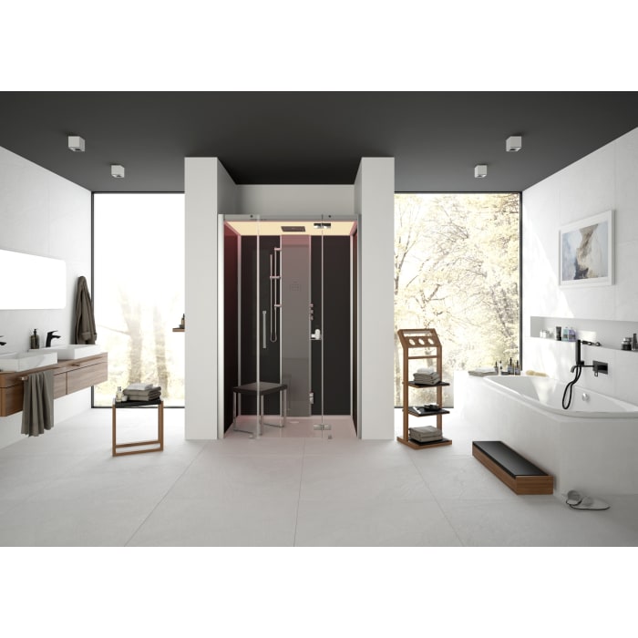 HOESCH SensePerience Dampfbad 120 x 100 cm für Nische, Türanschlag rechts und Duschwanne mit Antirutsch