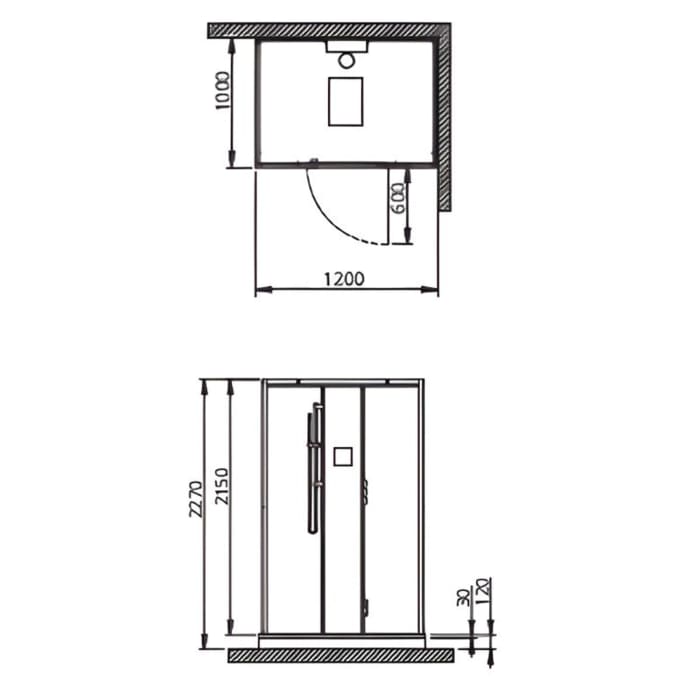 HOESCH SensePerience Dampfbad 120 x 100 cm für Nische, Türanschlag rechts und Duschwanne mit Antirutsch
