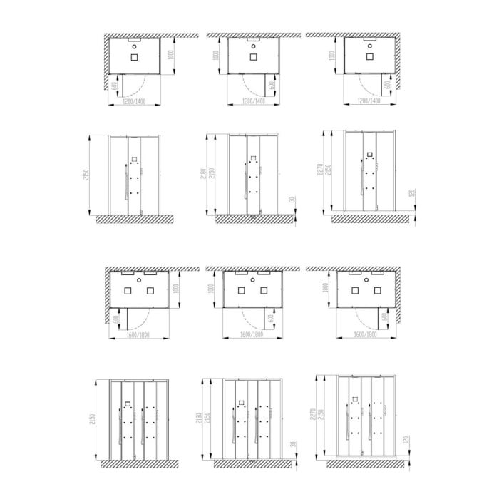 HOESCH SensePerience Dampfbad 120 x 100 cm für Nische, Türanschlag links, mit Duschwanne