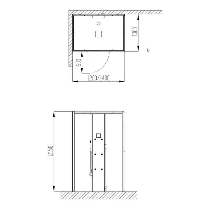 HOESCH SensePerience Dampfbad 160 x 100 cm für Ecke links, Duschwanne mit Antirutsch