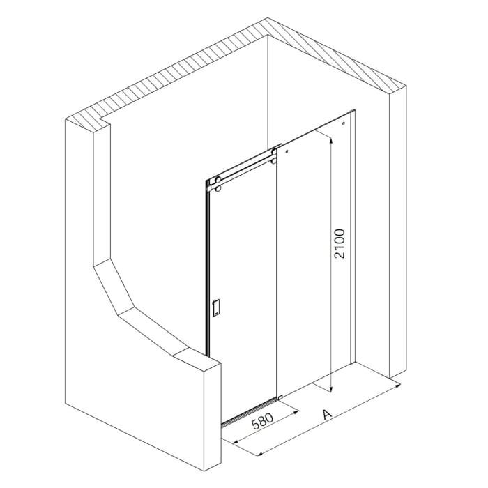 Hoesch Muna Duschabtrennung für Nische 140 cm rechts