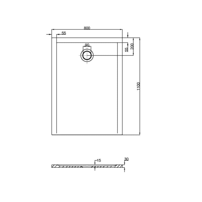 Hoesch Muna S Rechteckduschwanne 110 x 80 cm