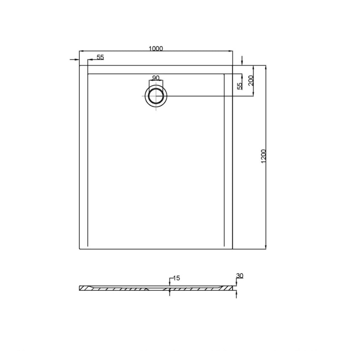 Hoesch Muna S Rechteckduschwanne 120 x 100 cm