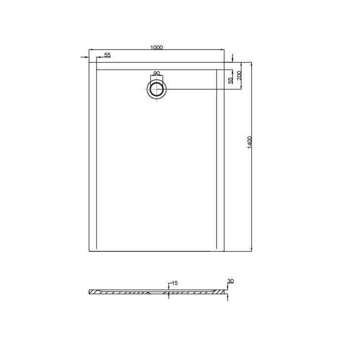 Hoesch Muna S Rechteckduschwanne 140 x 100 cm