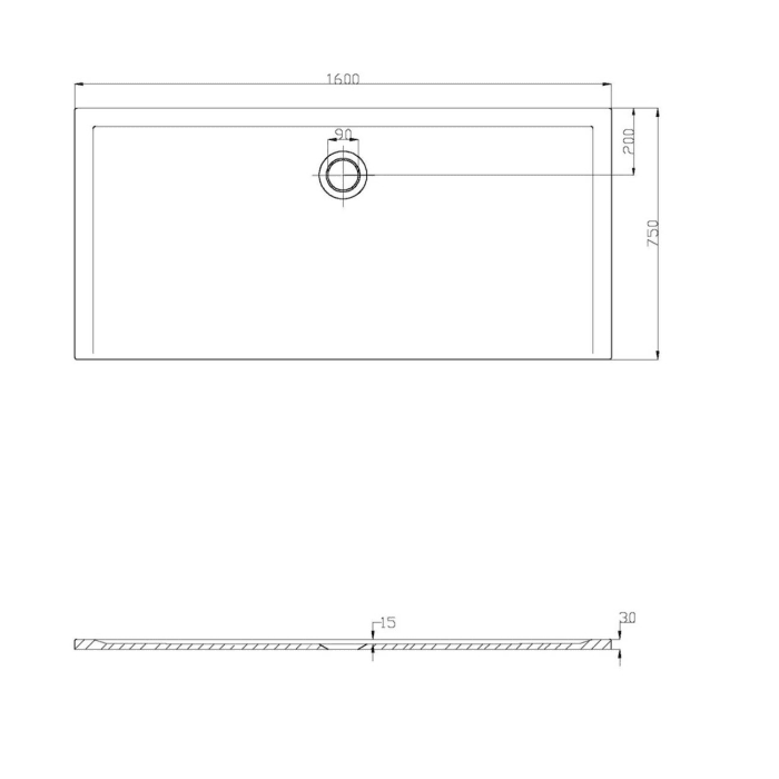 Hoesch Muna Rechteckduschwanne 160 x 75 cm