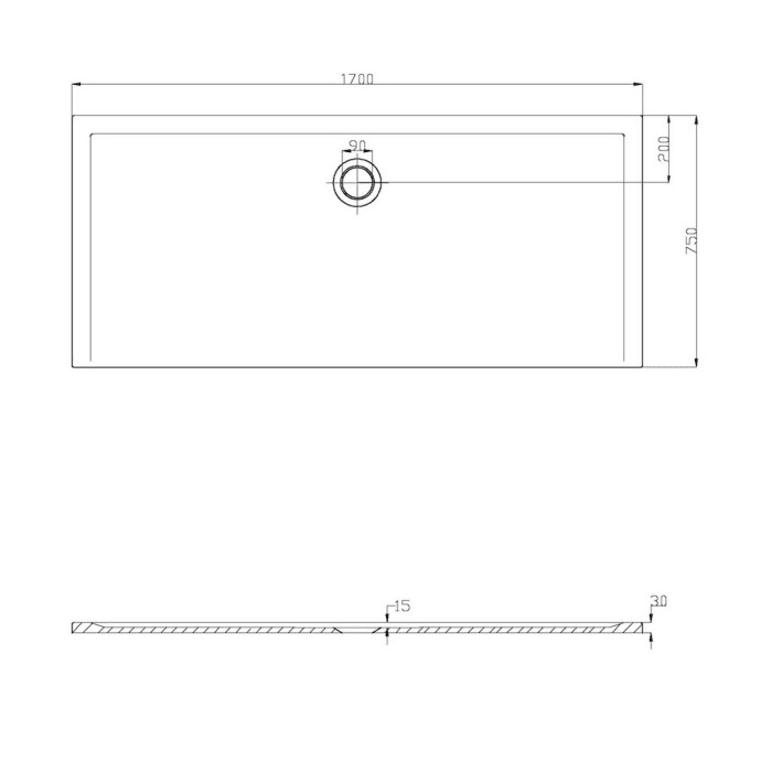 Hoesch Muna Rechteckduschwanne 170 x 75 cm