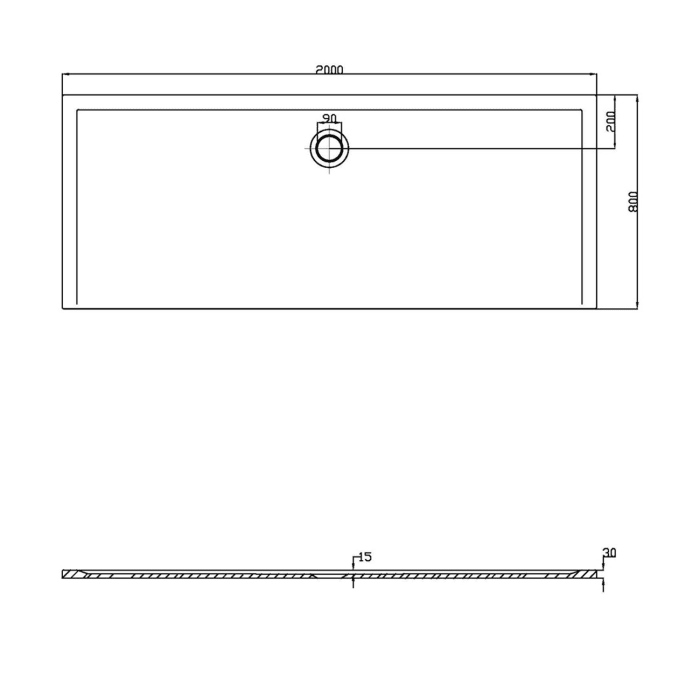 Hoesch Muna Rechteckduschwanne 200 x 80 cm