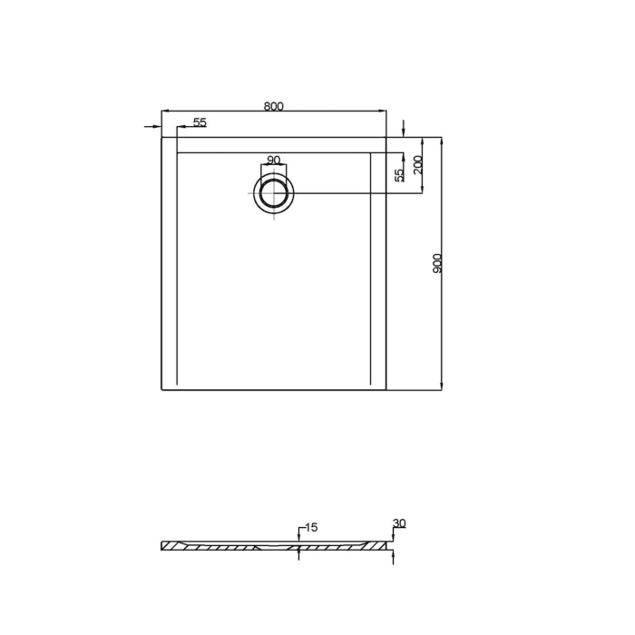 Hoesch Muna S Rechteckduschwanne 90 x 80 cm