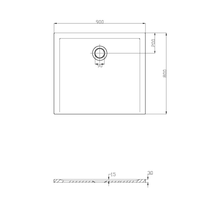 Hoesch Muna Rechteckduschwanne 90 x 80 cm