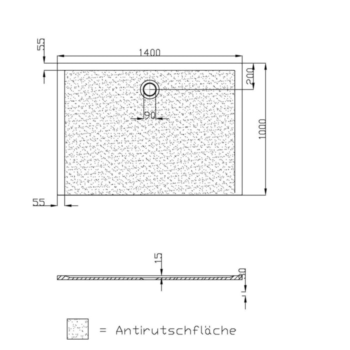 Hoesch Muna Rechteckduschwanne 140 x 100 cm mit Antirutsch