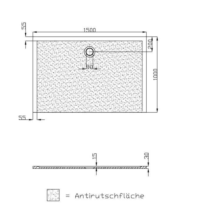 Hoesch Muna Rechteckduschwanne 150 x 100 cm mit Antirutsch