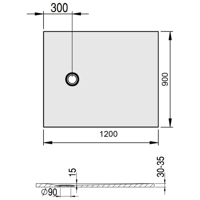 Hoesch Nias Rechteckduschwanne 120 x 90 cm