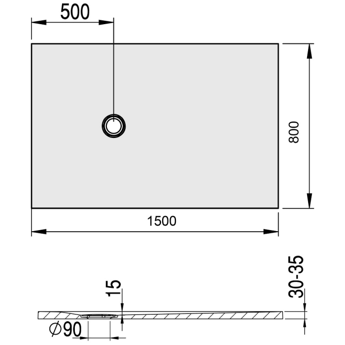 Hoesch Nias Rechteckduschwanne 150 x 80 cm