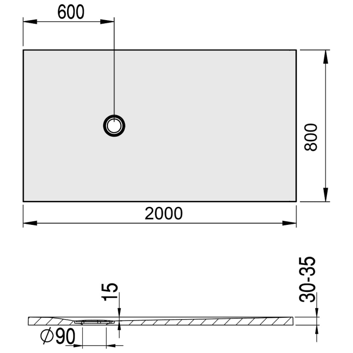 Hoesch Nias Rechteckduschwanne 200 x 80 cm