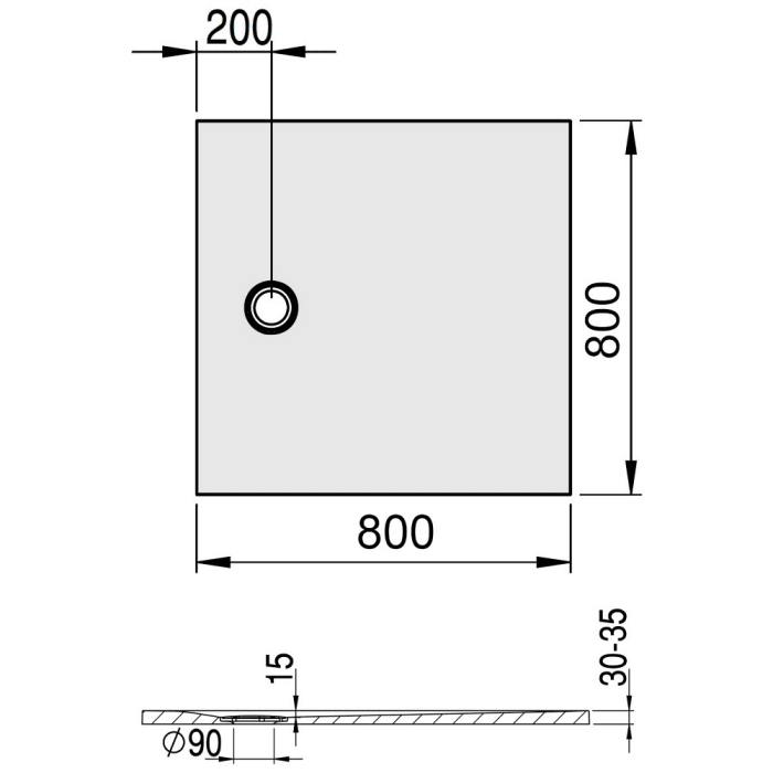 Hoesch Nias Rechteckduschwanne 80 x 80 cm