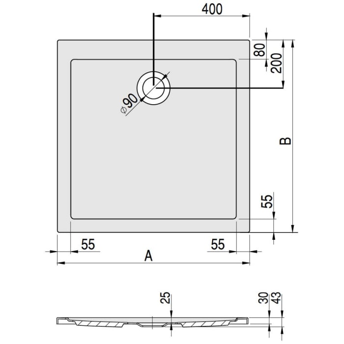 Hoesch Samar Duschwanne 100 x 100 cm