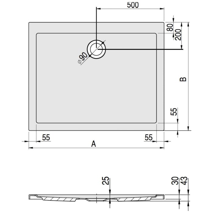 Hoesch Samar Rechteckduschwanne 100 x 80 cm