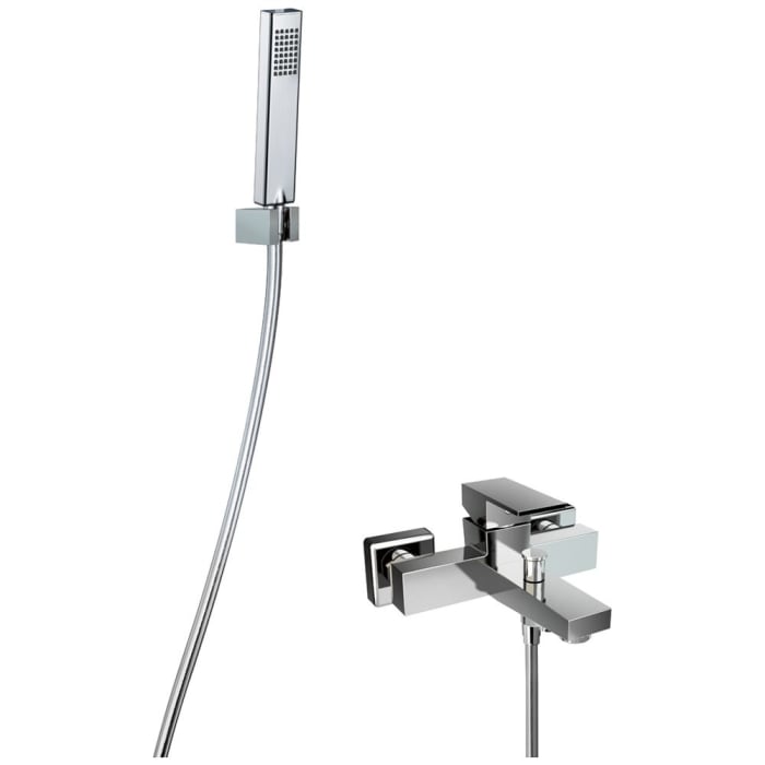 HSK Shower-Set 3.09 eckig, mit Badewannen-Einhebelmischer AP und Handbrause