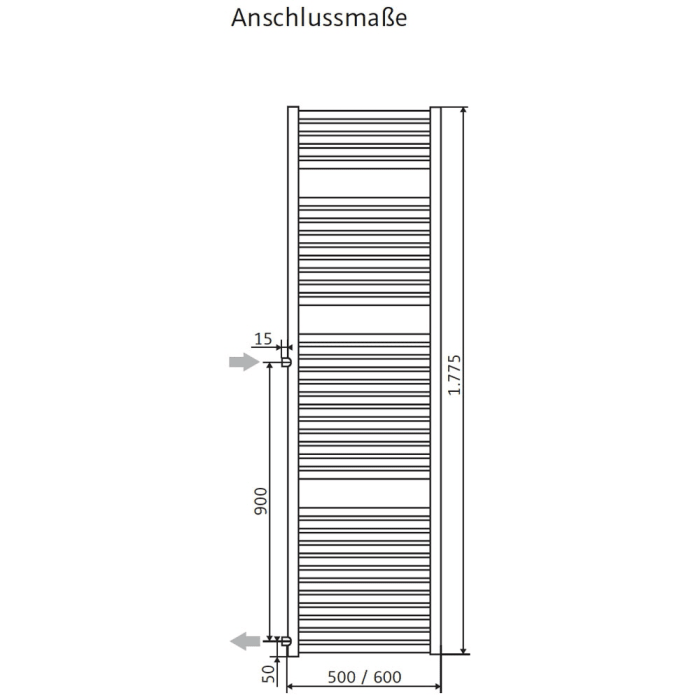 HSK Line Badheizkörper 60 x 177,5 cm zum Austausch alter DIN-Radiatoren