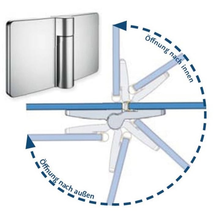 HSK Aperto Drehtür pendelbar an Nebenteil für Seitenwand 90 cm, Anschlag rechts