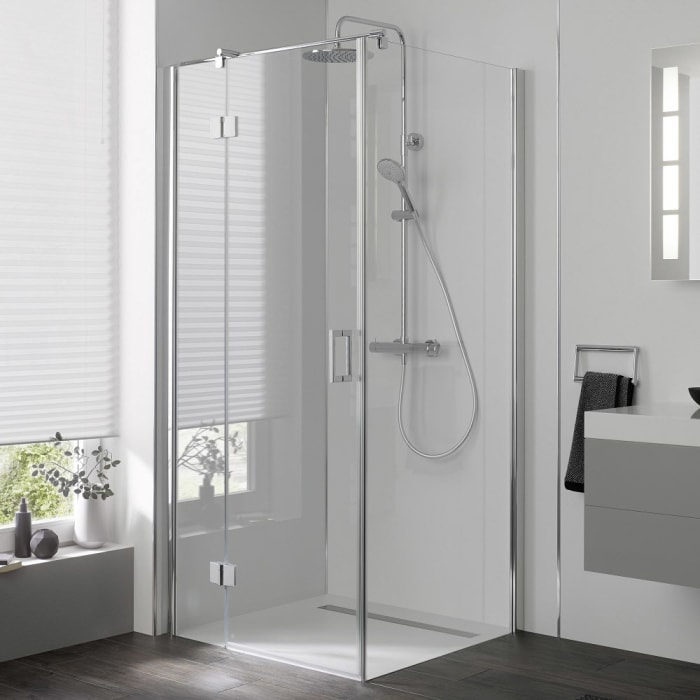 HSK Aperto Drehtür pendelbar an Nebenteil für Seitenwand 75 cm, Anschlag links