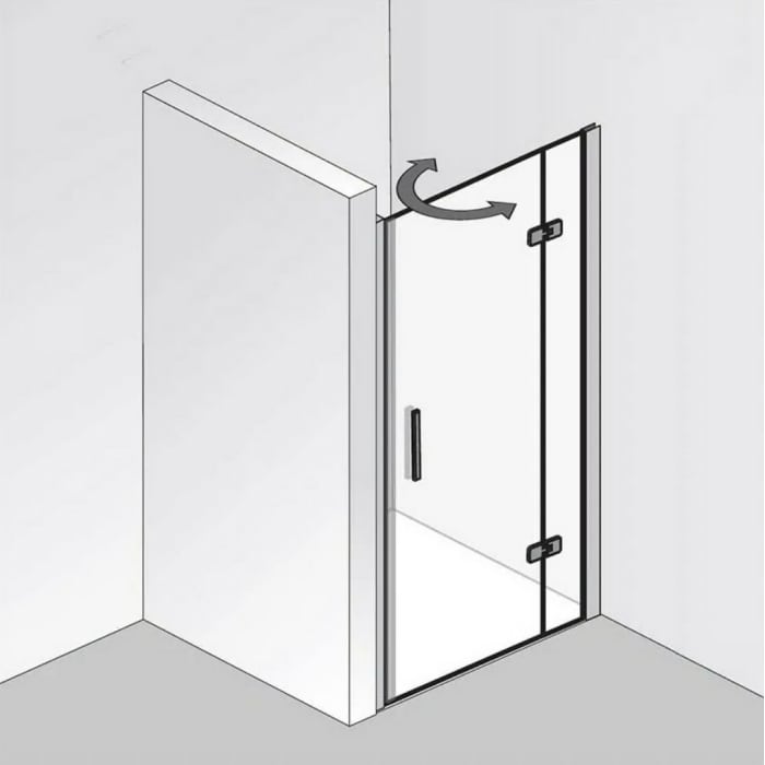 HSK Aperto Drehtür pendelbar an Nebenteil in Nische Anschlag rechts, Sonderbreite 130 cm