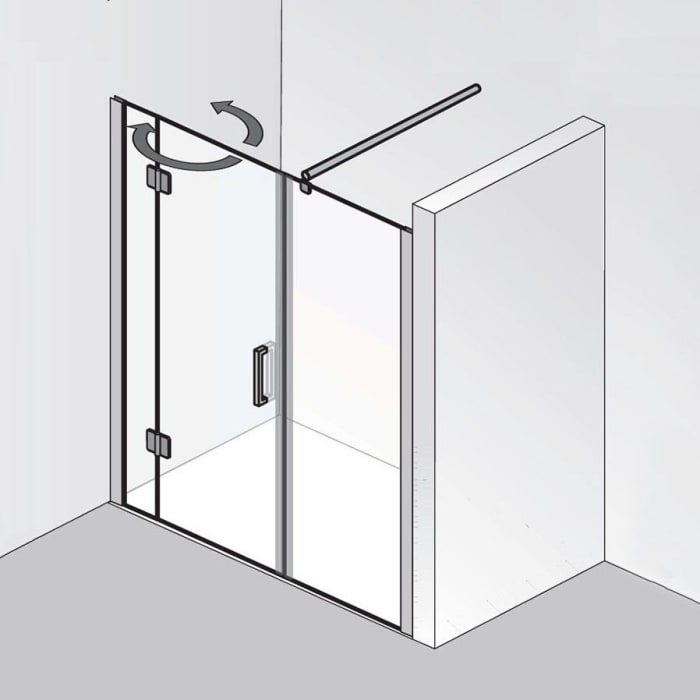 HSK Aperto Raumnische pendelbar 3-teilig Sonderbreite 200 cm Anschlag links