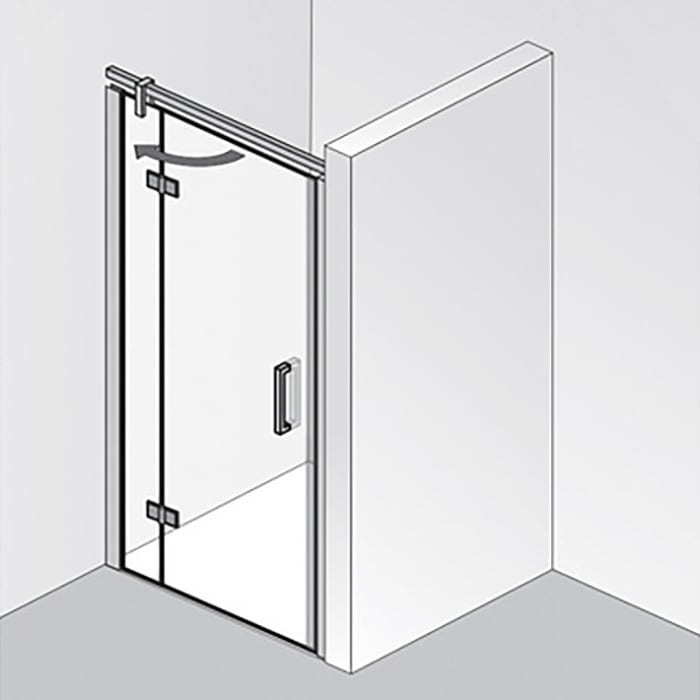 HSK Atelier Plan Drehtür an Nebenteil in Nische 90 cm Anschlag links