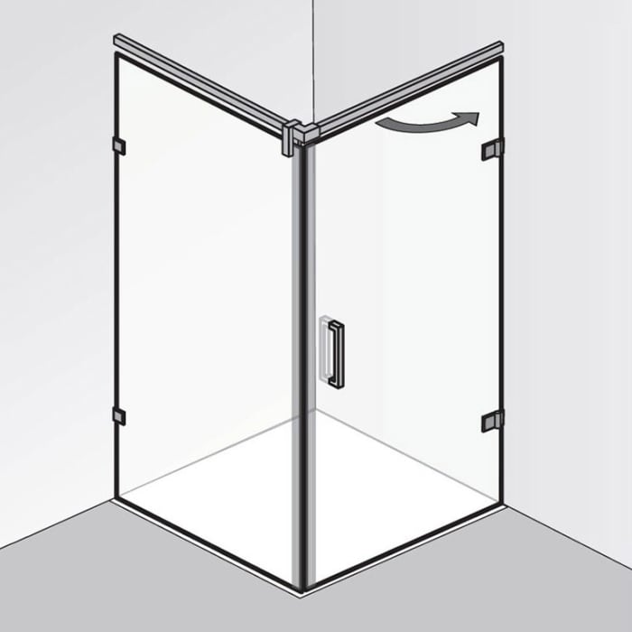 HSK Atelier Plan Pur Eckeinstieg Drehtür mit Seitenwand Sondermaß, Anschlag rechts