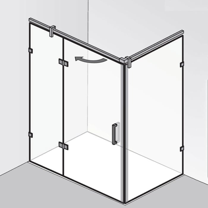 HSK Atelier Plan Pur Eckeinstieg Drehtür an Nebenteil, mit Seitenwand, Sondermaß, Anschlag links