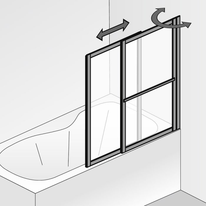 HSK Favorit Badewannenaufsatz Schiebeelement 2-teilig Anschlag rechts