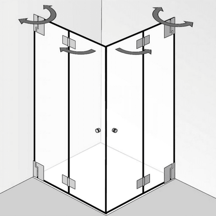 HSK K2 2 Drehfalttüren als Eckeinstieg, Sonderhöhe