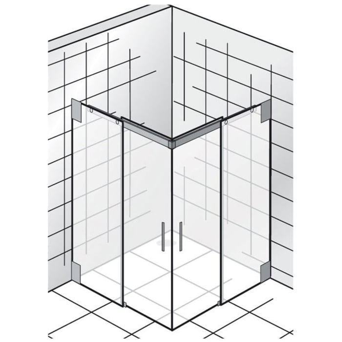 HSK K2 Gleittür Eckeinstieg mit Riegelgriff