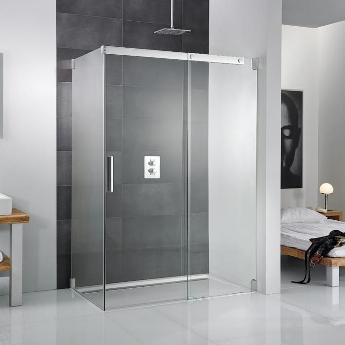 HSK K2 Gleittür mit Riegelgriff, 2-teilig mit Seitenwand links