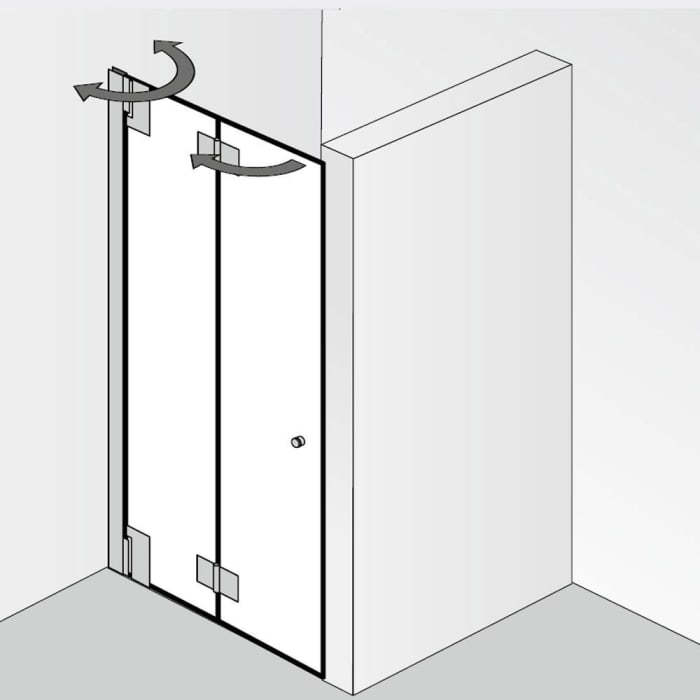 HSK K2P Drehfalttür für Nische 100 cm, Anschlag links