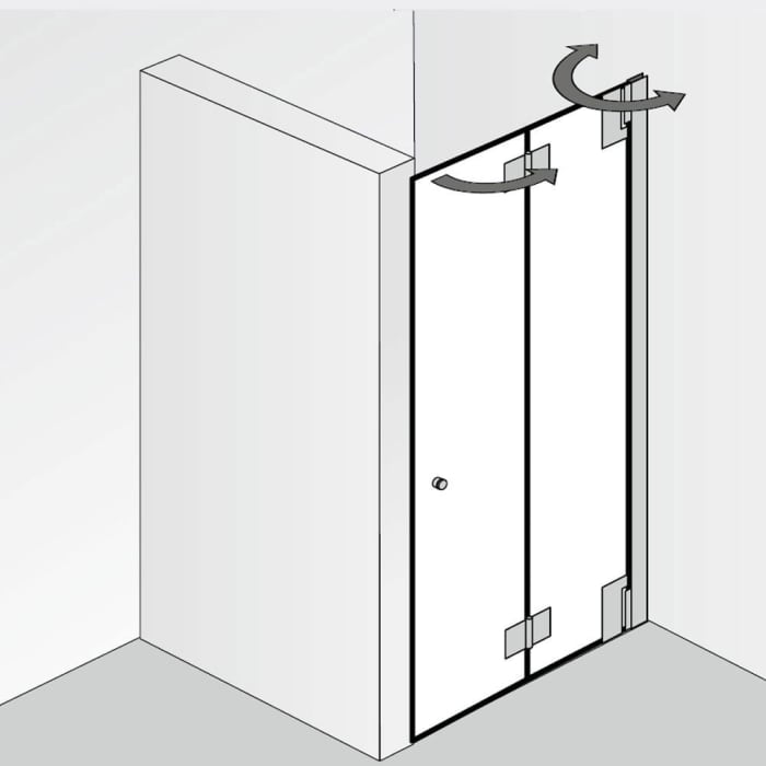 HSK K2P Drehfalttür für Nische 100 cm, Anschlag rechts