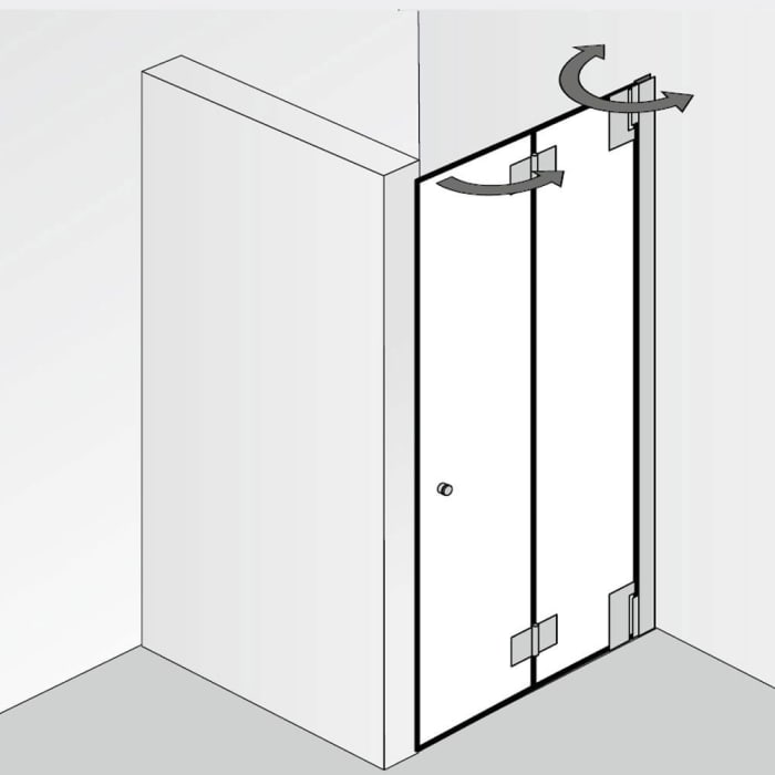 HSK K2P Drehfalttür für Nische Sondermaß bis 112 cm, Anschlag rechts