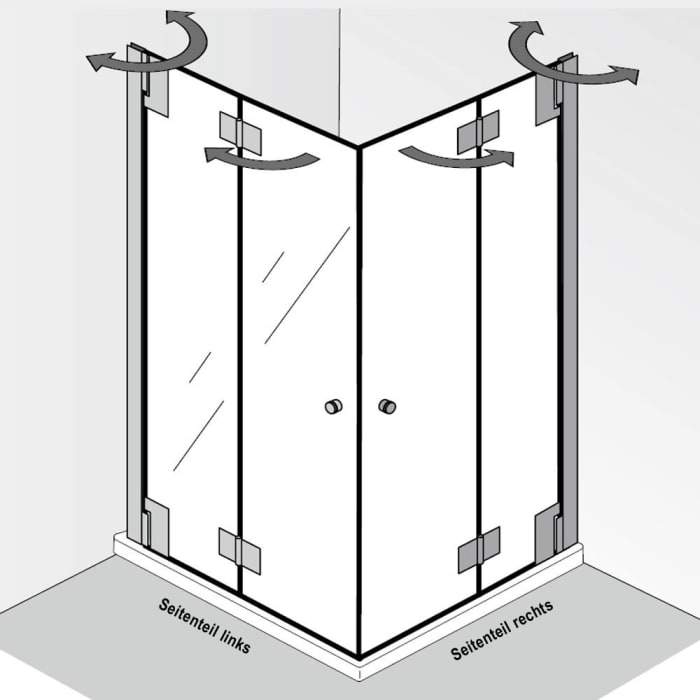 HSK K2P Eckeinstieg mit 2 Drehfalttüren, 90 x 80 cm