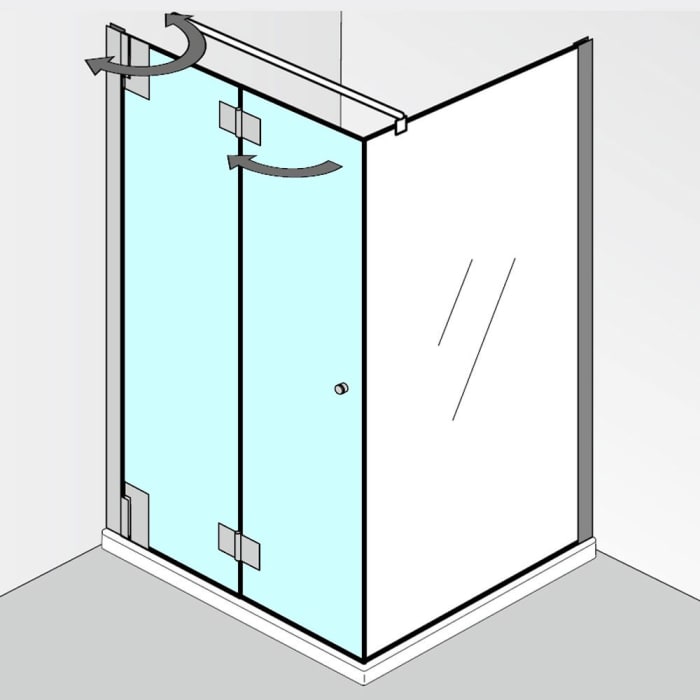 HSK K2P Drehfalttür für Seitenwand Sondermaß bis 102 x 200 cm, Anschlag links