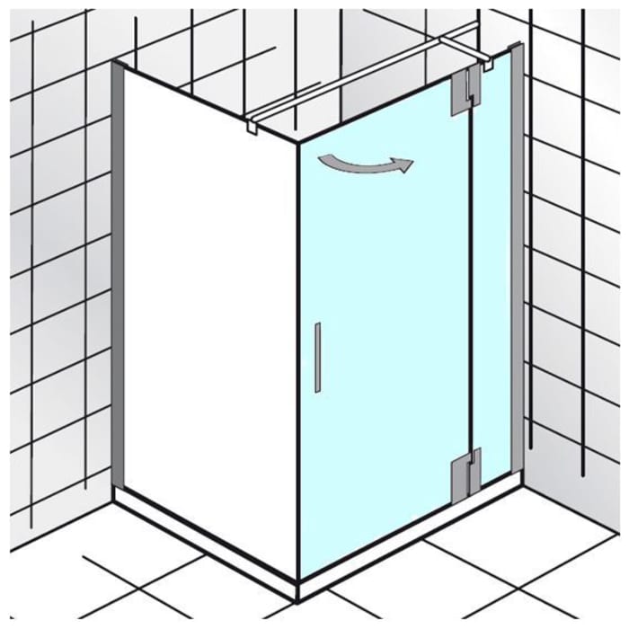 HSK K2P Drehtür an Nebenteil für Seitenwand,80cm,Anschlag rechts