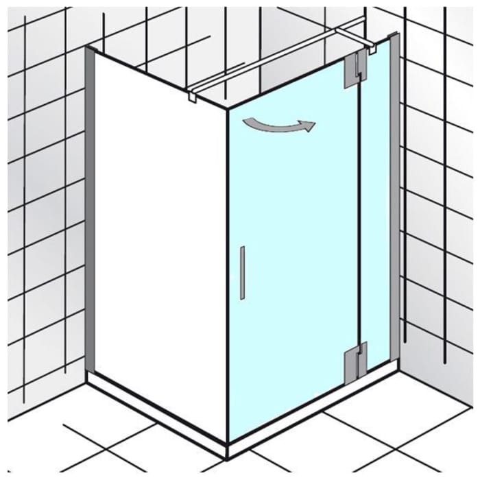 HSK K2P Drehtür an Nebenteil für Seitenwand, Sondermaß, Anschlag rechts